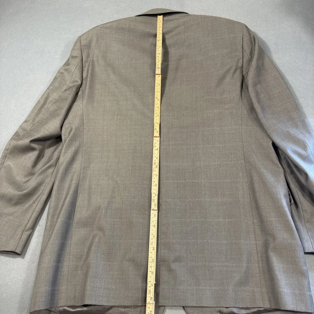 Roberto Villini Italy 44L Wool Suit Gray Windowpane Check 2PC Jacket Pants 38/30